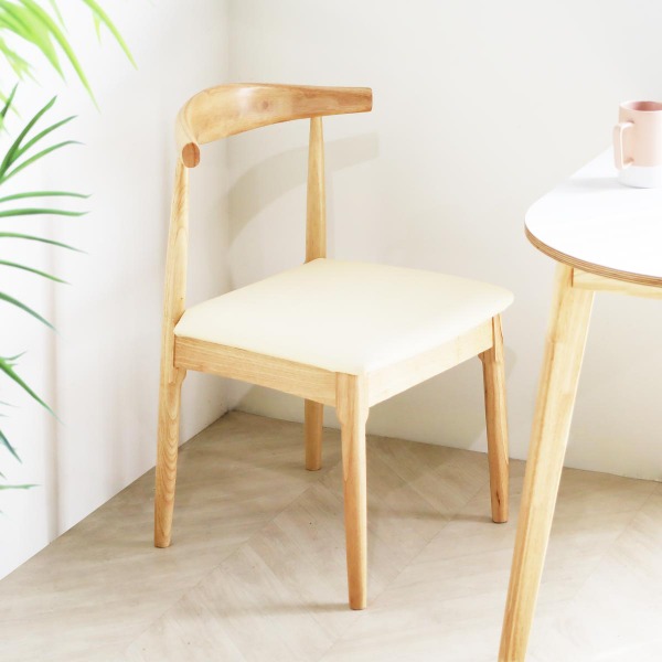 일루일루,[일루일루] 포포 우드 쿠션 체어 고무나무 100%통원목의자식탁의자 테이블의자 디자인의자 인테리어의자 원목의자